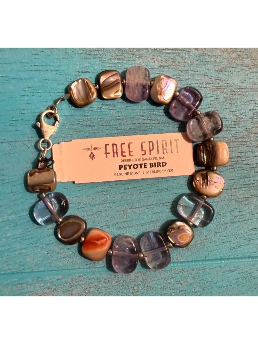 NWT Peyote Bird Free Spirit Lavender Amethyst Mixed Gemstone Silver Bracelet